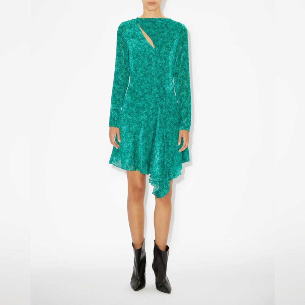 Isabel Marant green Selma dress velvet FR42 US10